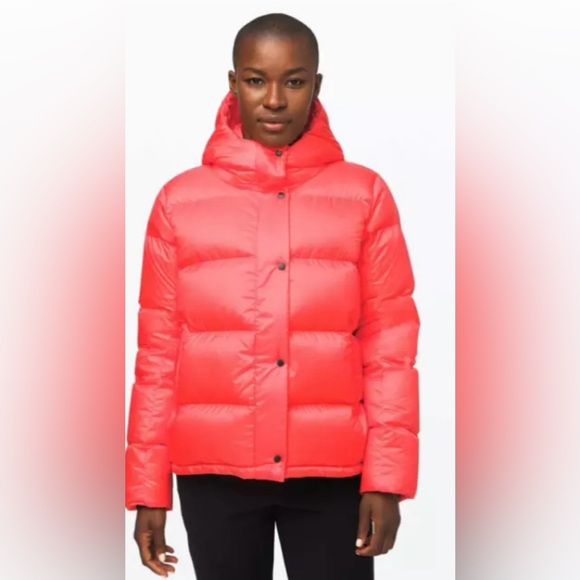 Lululemon Wunder Puff Puffer Insulated Coat Flare Orange Jacket size 6 EUC - Picture 3 of 7